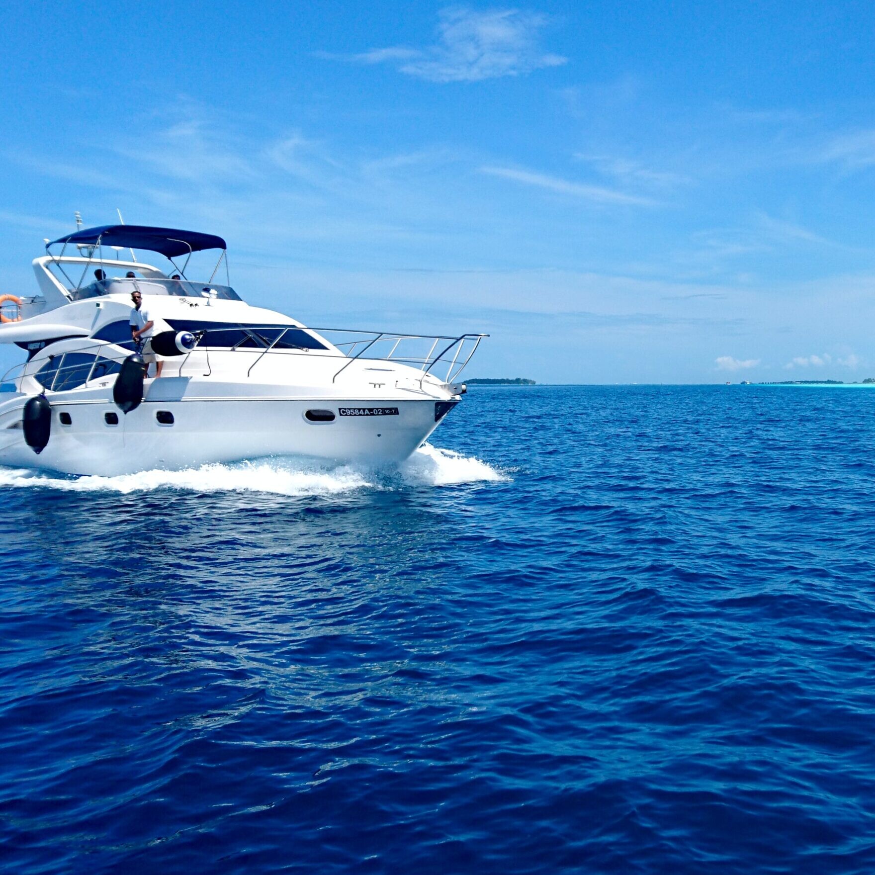 white boat in the sea